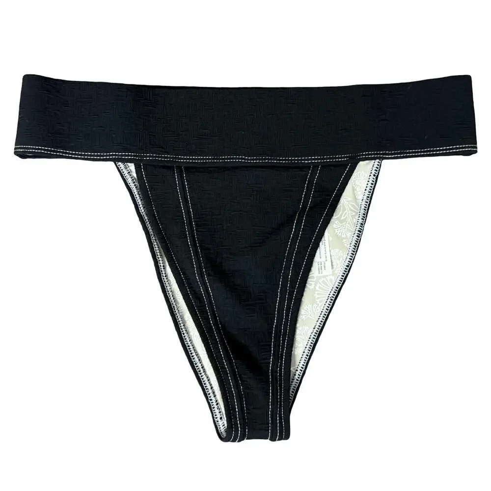 FP Free People Beach Black Dylan High-Waist Bikini Bottoms size L NEW no Tags